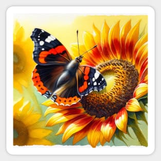 Pop Red Admiral - Watercolor Butterfly Sticker